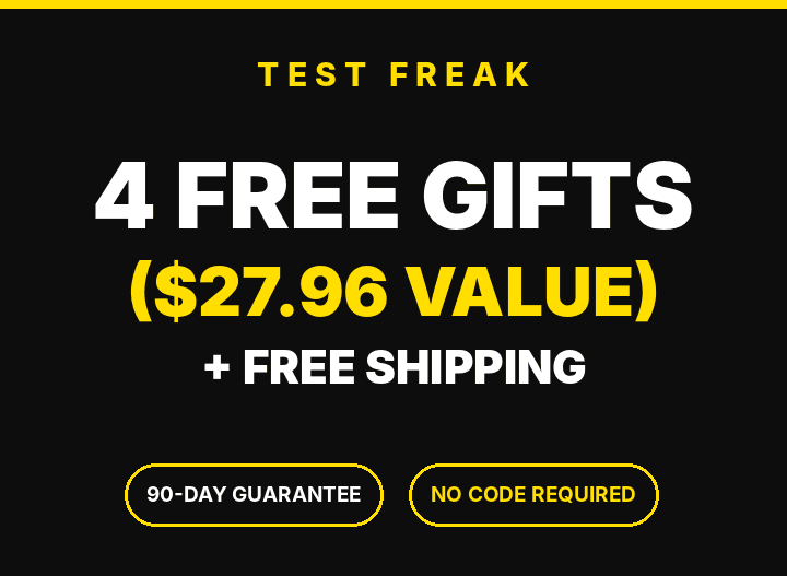 4 free gifts ($27.96 value) + free shipping, 90-day guarantee, no code required