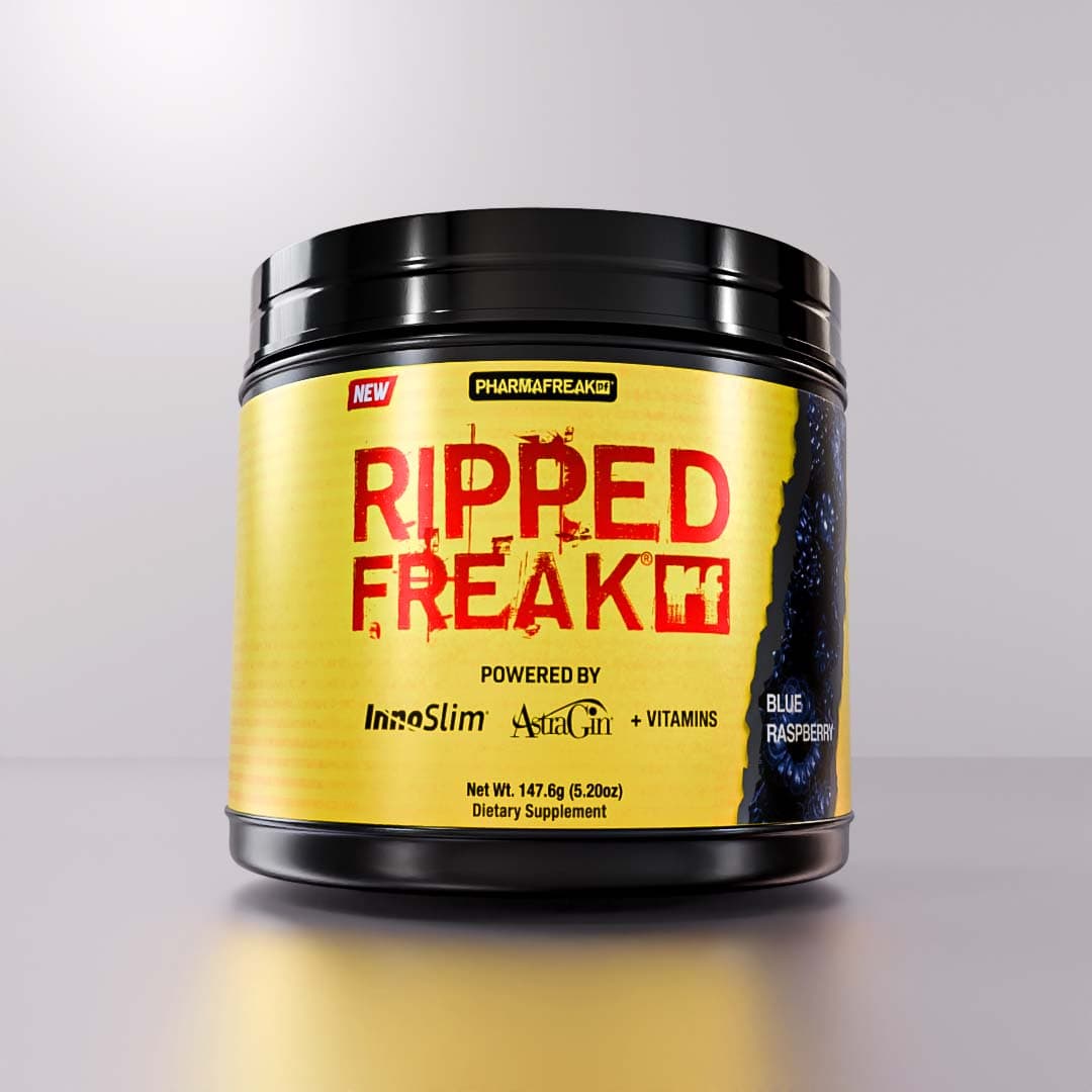 Ripped Freak Pre-Workout blue raspberry zero-calorie fat burner drink mix